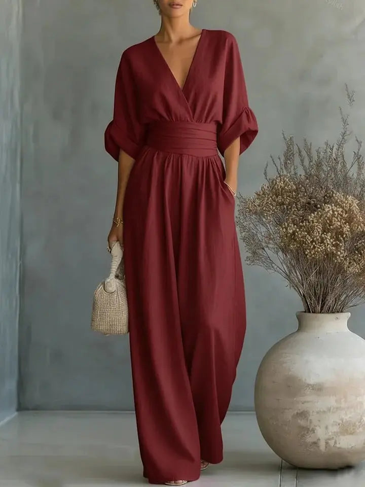 Slimelle | V Neck Wide Leg Jumpsuit CULT ÉIRE
