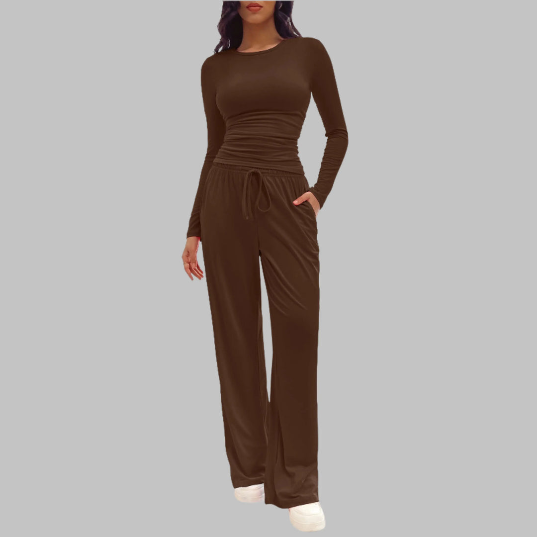 JANNY™ - Casual Long Sleeve Top and Wide Leg Pants Set CULT ÉIRE