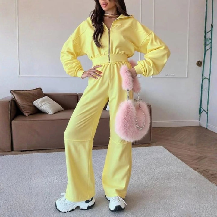 DARA™ - Comfy Zip Up Hooded Sweatshirt and Elastic Waist Pants Set CULT ÉIRE