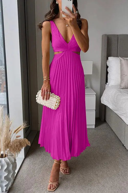 SANNE™ | Elegant Pleated Midi Dress CULT ÉIRE