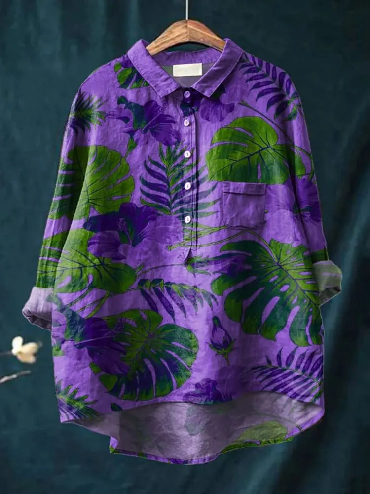 Isaline | Women’s Tropical Leaf Print Casual Shirt CULT ÉIRE