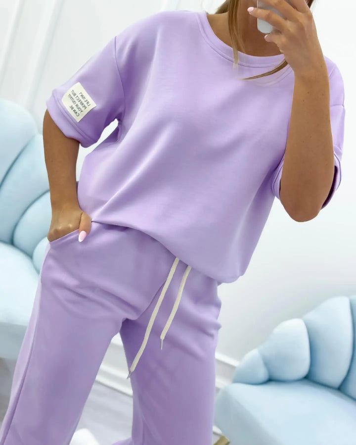 ELENZA | Women’s Casual Two-Piece Set with Solid Top and Trousers CULT ÉIRE