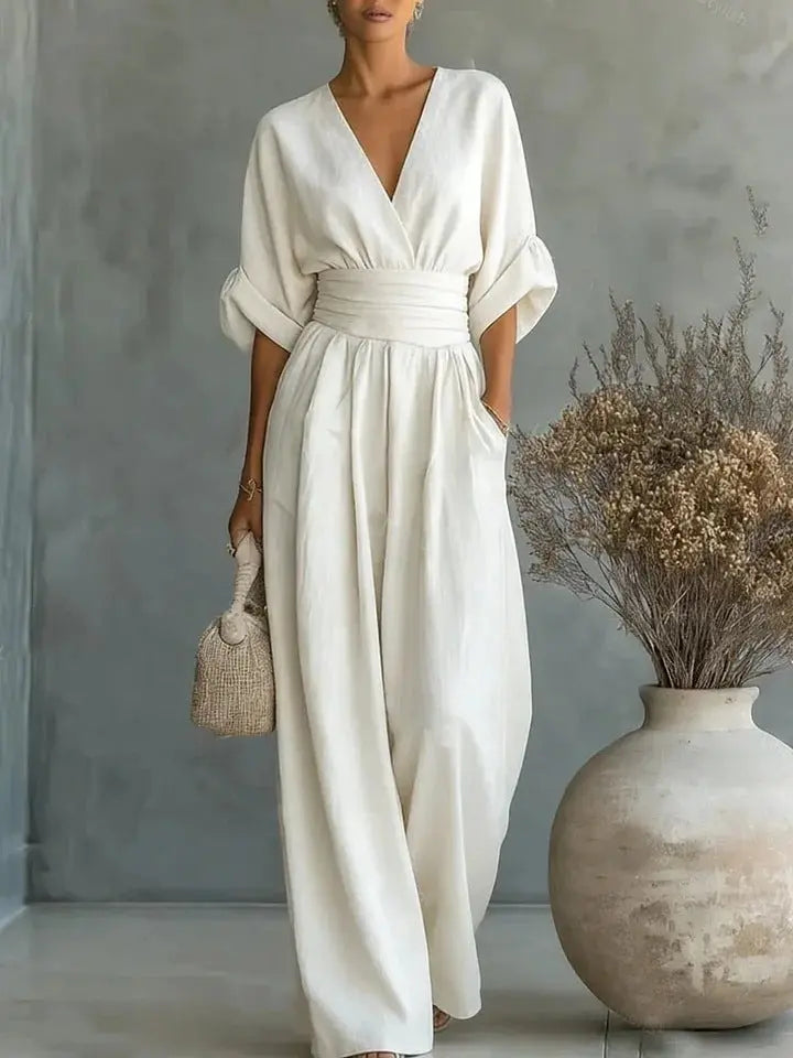 Slimelle | V Neck Wide Leg Jumpsuit CULT ÉIRE