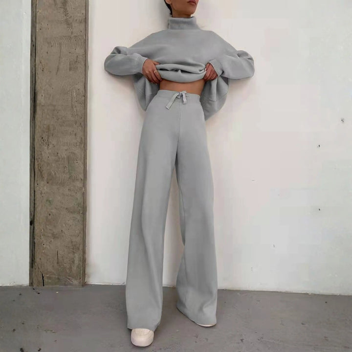 TADUM™ - Cozy Long Sleeve Turtleneck Top and Wide Leg Pants Set CULT ÉIRE