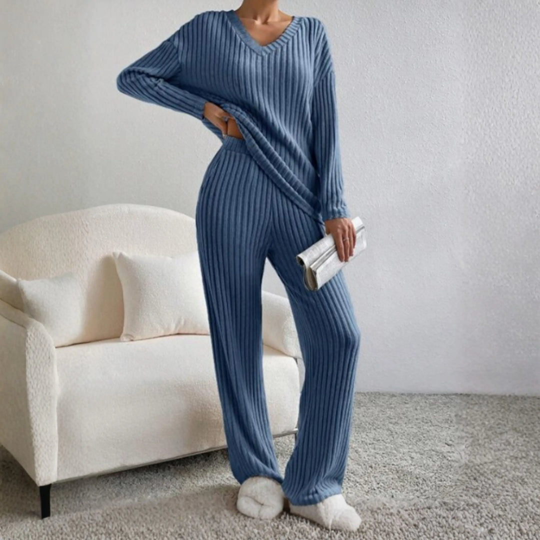 ENLINS™ - Casual Long Sleeve V-Neck Top and Pants Set CULT ÉIRE