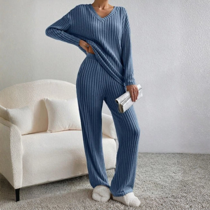 ENLINS™ - Casual Long Sleeve V-Neck Top and Pants Set CULT ÉIRE