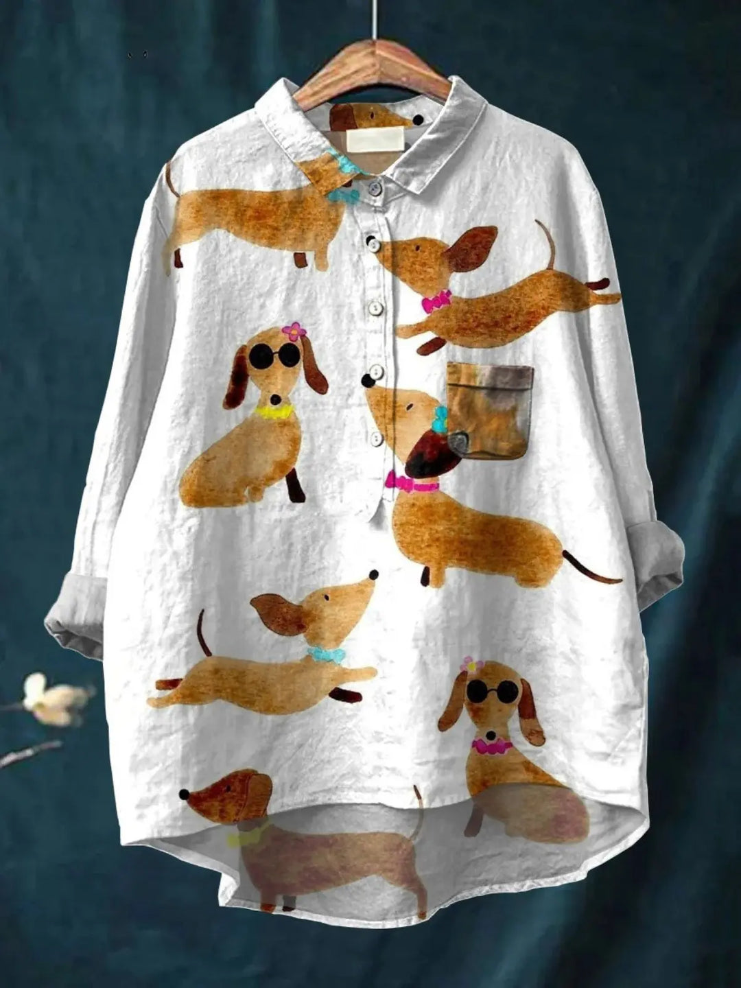 Allyson | Cute Dog Dachshund Art Print Casual  Shirt CULT ÉIRE