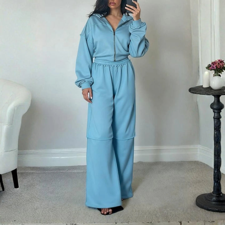 DARA™ - Comfy Zip Up Hooded Sweatshirt and Elastic Waist Pants Set CULT ÉIRE