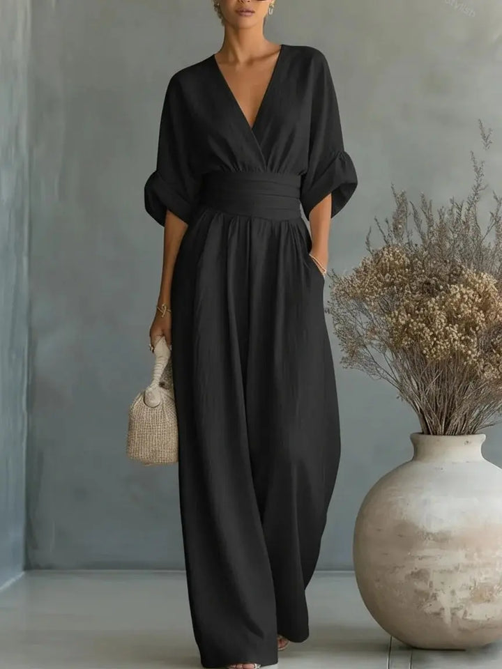 Slimelle | V Neck Wide Leg Jumpsuit CULT ÉIRE