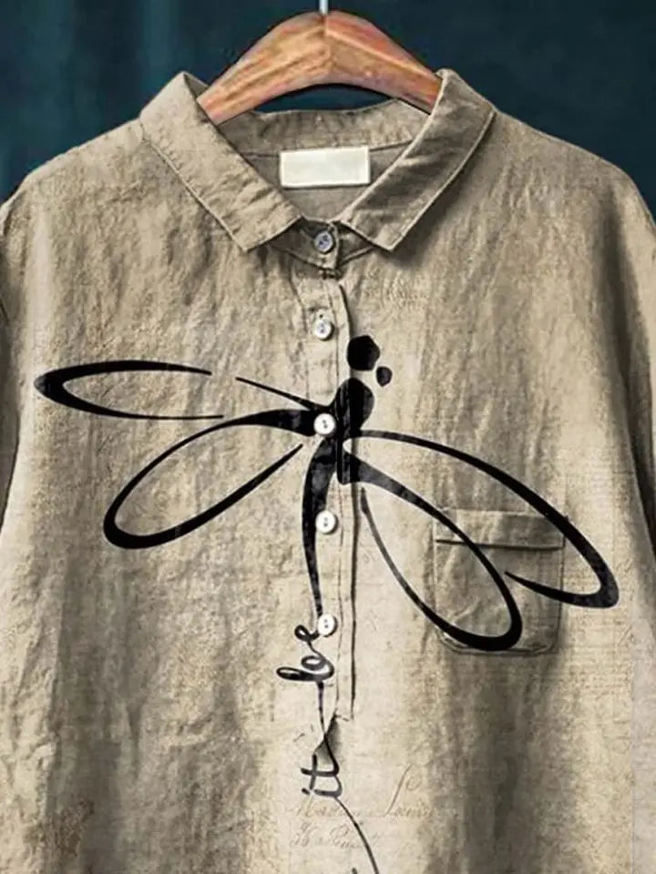 Anaïs | Women’s Graceful Dragonfly Print Casual Shirt CULT ÉIRE