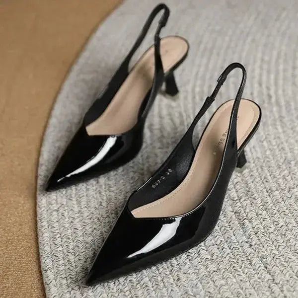 AMIRA™ - Women’s PU Leather Slingback Heels Simple Solid Color Pointed Toe Pumps CULT ÉIRE
