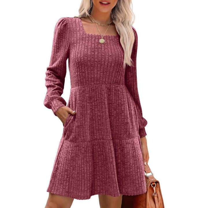ELIZA™ - Cozy Square Neck Long Sleeve Babydoll Sweater Dress CULTÉIRE DUBLIN