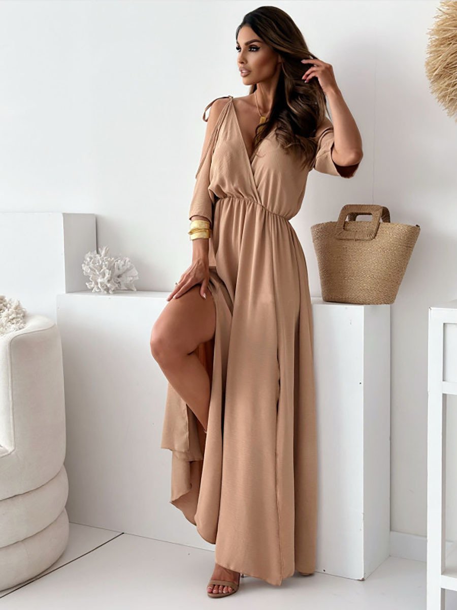 ZAFIRA | V-Neck Dress with Side Slit CULTÉIRE DUBLIN