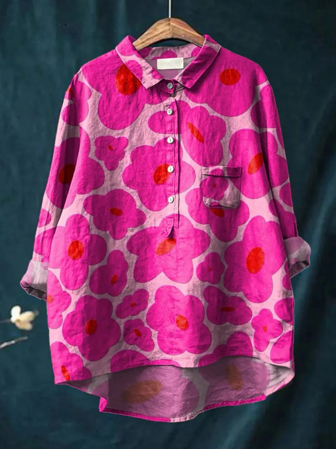Amayah | Vibrant Pink Floral Pattern Printed Women's Casual  Shirt CULT ÉIRE
