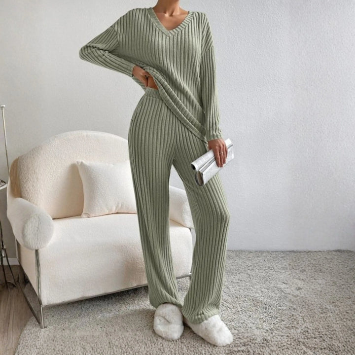 ENLINS™ - Casual Long Sleeve V-Neck Top and Pants Set CULT ÉIRE