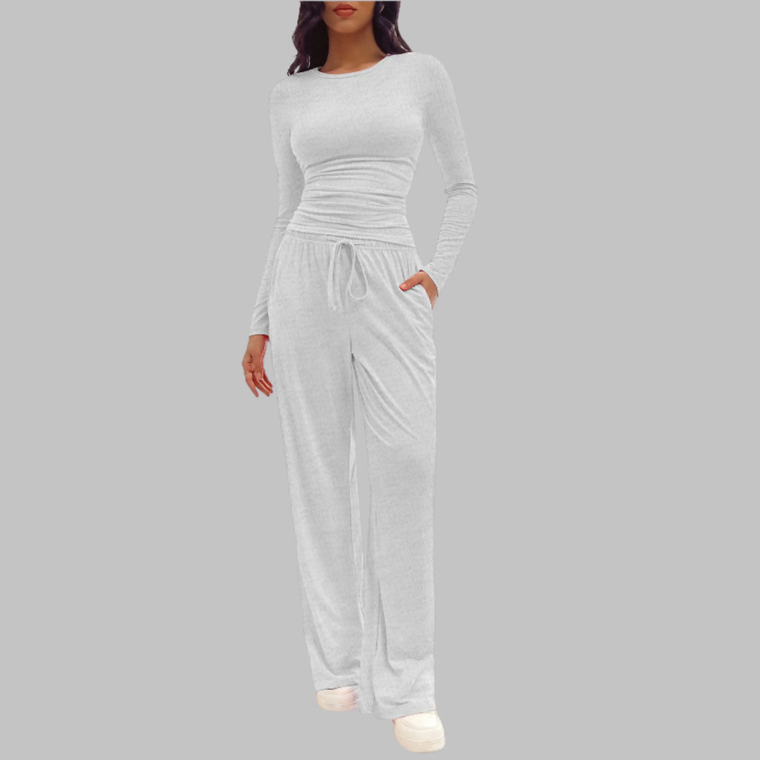 JANNY™ - Casual Long Sleeve Top and Wide Leg Pants Set CULT ÉIRE