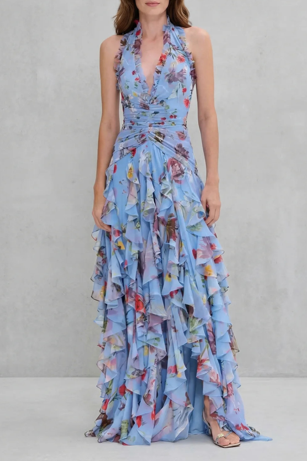 BELLADINA | Romantic Rose Cascade Halter Maxi Dress CULTÉIRE DUBLIN