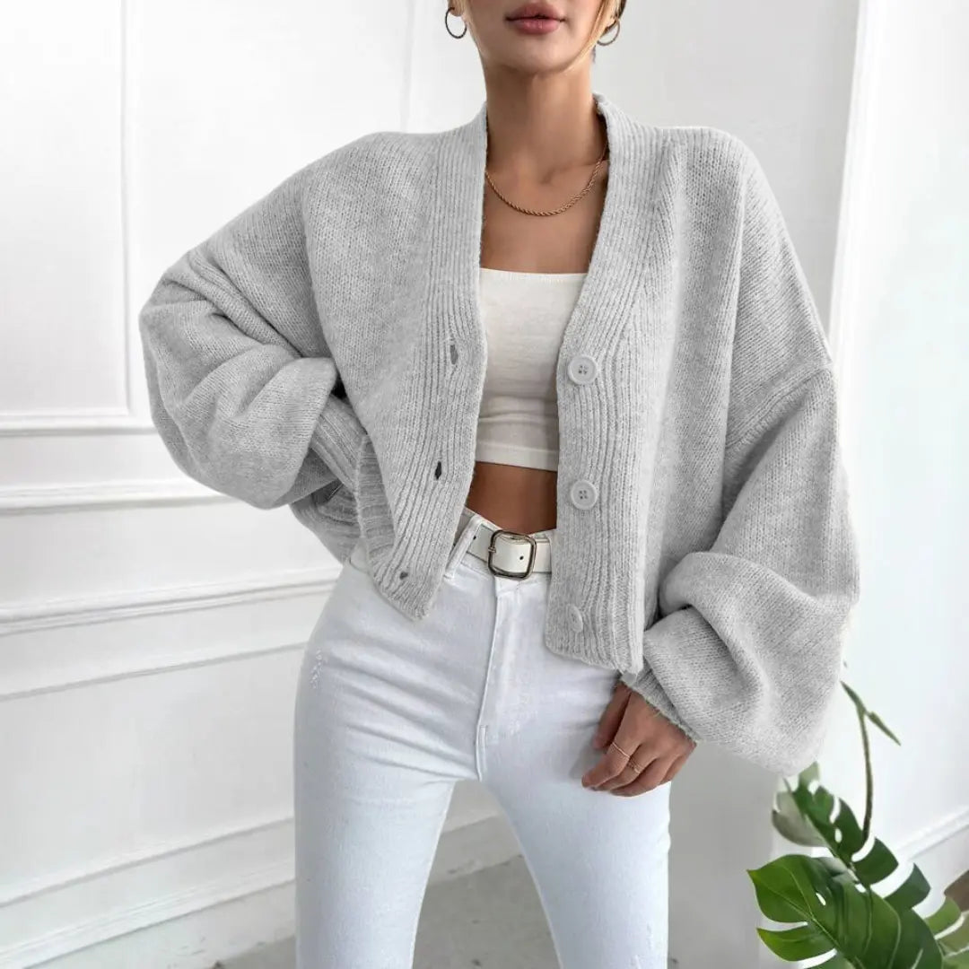QONY™ - Casual Crop Lantern Sleeve Cardigan CULT ÉIRE