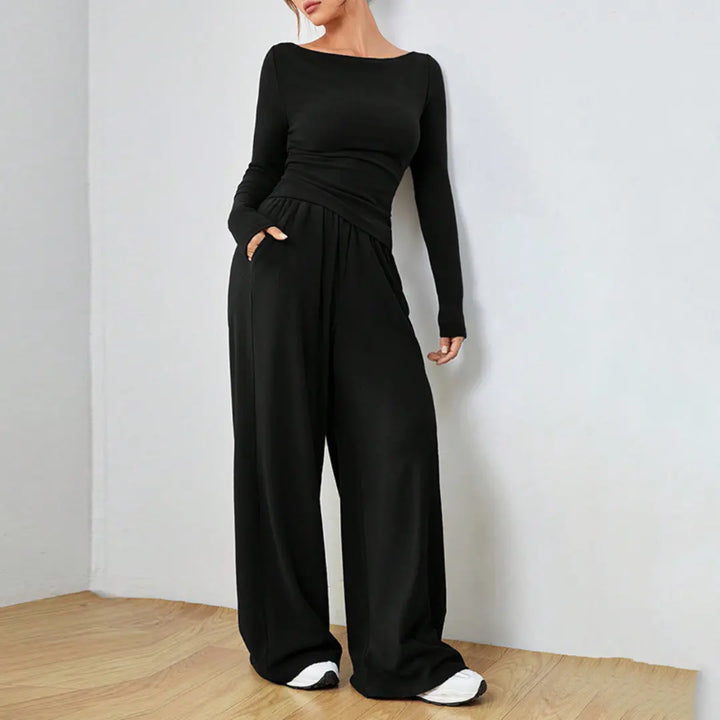 DANTARA™ - Casual Long Sleeve Top and Wide Leg Pants Set CULT ÉIRE