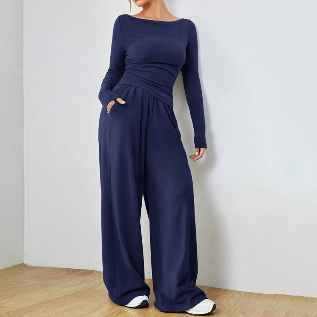 DANTARA™ - Casual Long Sleeve Top and Wide Leg Pants Set CULT ÉIRE