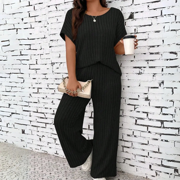 WAUNA™ - Casual Plus Size Short Sleeve Top and Pants Set CULT ÉIRE