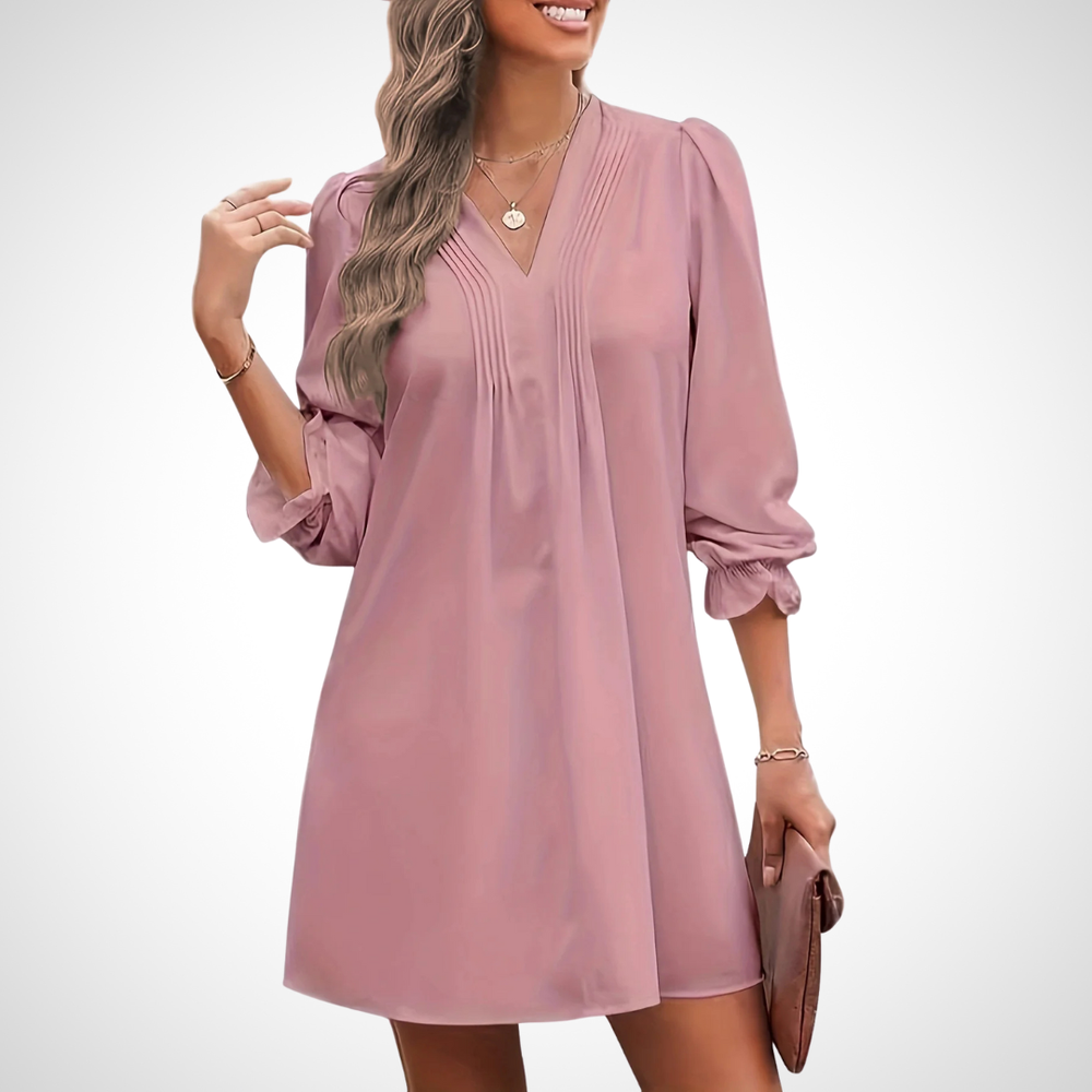 LUCINDA™ - Elegant Ruffled V-Neck Dress CULTÉIRE DUBLIN