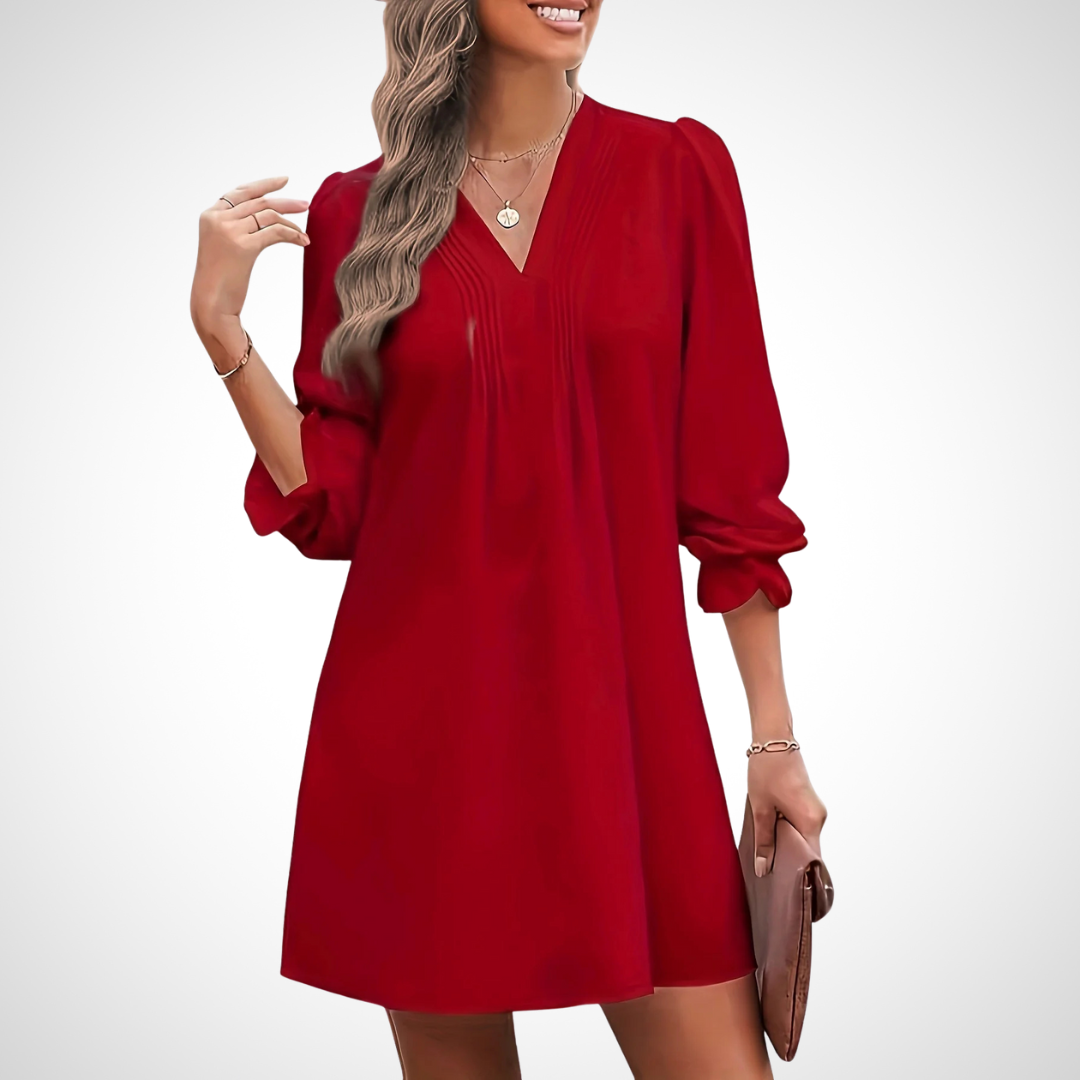 LUCINDA™ - Elegant Ruffled V-Neck Dress CULTÉIRE DUBLIN