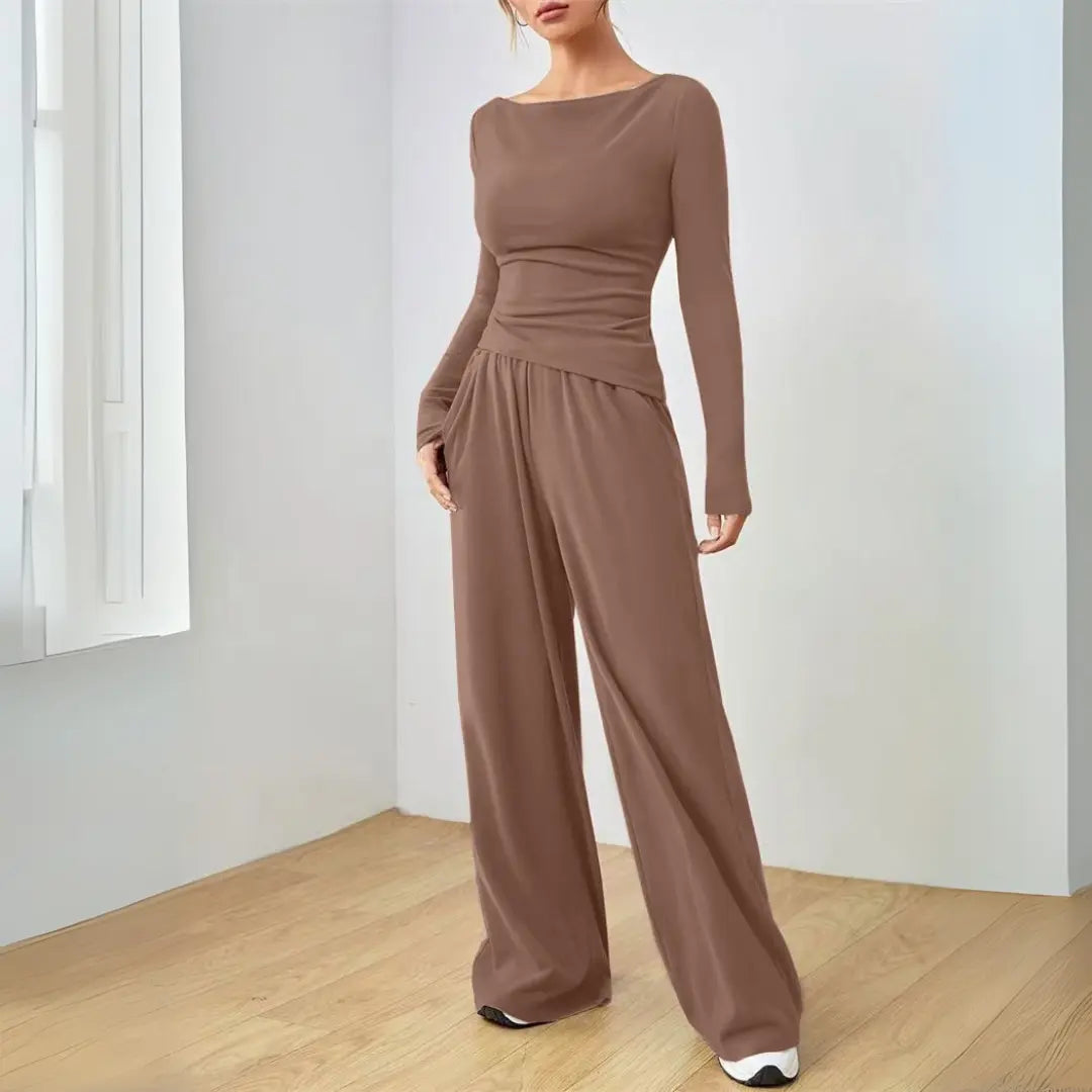 DANTARA™ - Casual Long Sleeve Top and Wide Leg Pants Set CULT ÉIRE