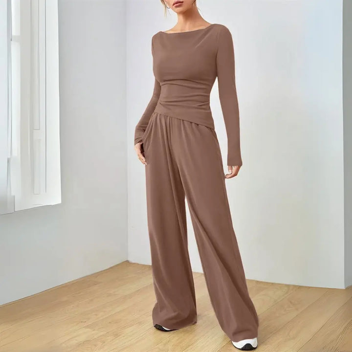 DANTARA™ - Casual Long Sleeve Top and Wide Leg Pants Set CULT ÉIRE