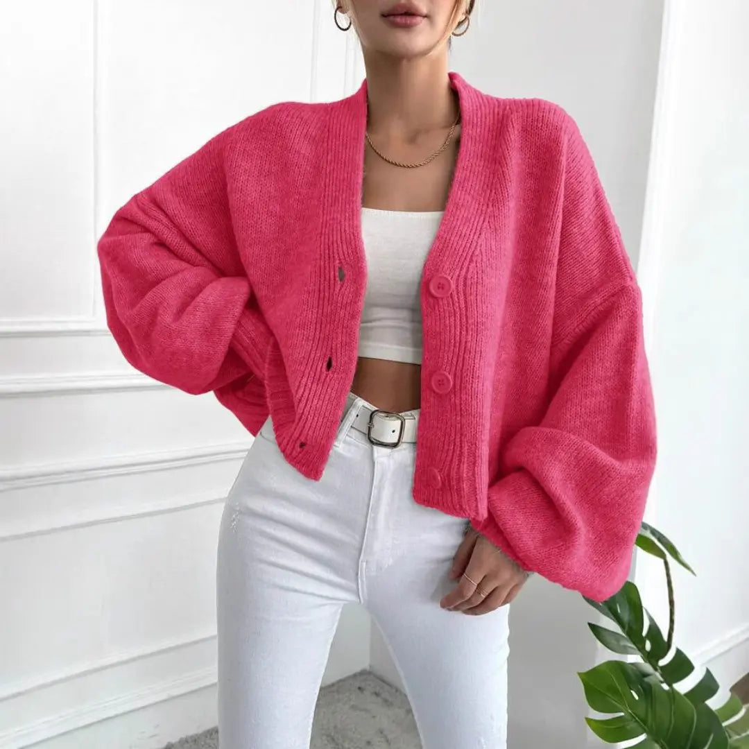 QONY™ - Casual Crop Lantern Sleeve Cardigan CULT ÉIRE