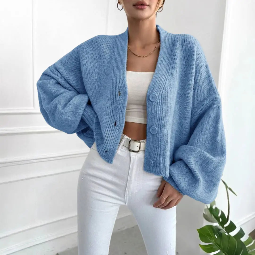 QONY™ - Casual Crop Lantern Sleeve Cardigan CULT ÉIRE
