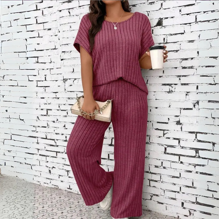 WAUNA™ - Casual Plus Size Short Sleeve Top and Pants Set CULT ÉIRE