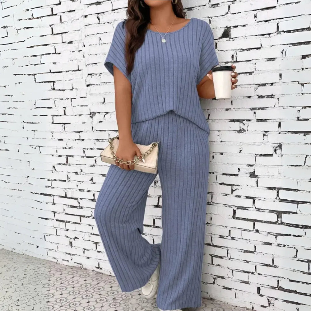 WAUNA™ - Casual Plus Size Short Sleeve Top and Pants Set CULT ÉIRE