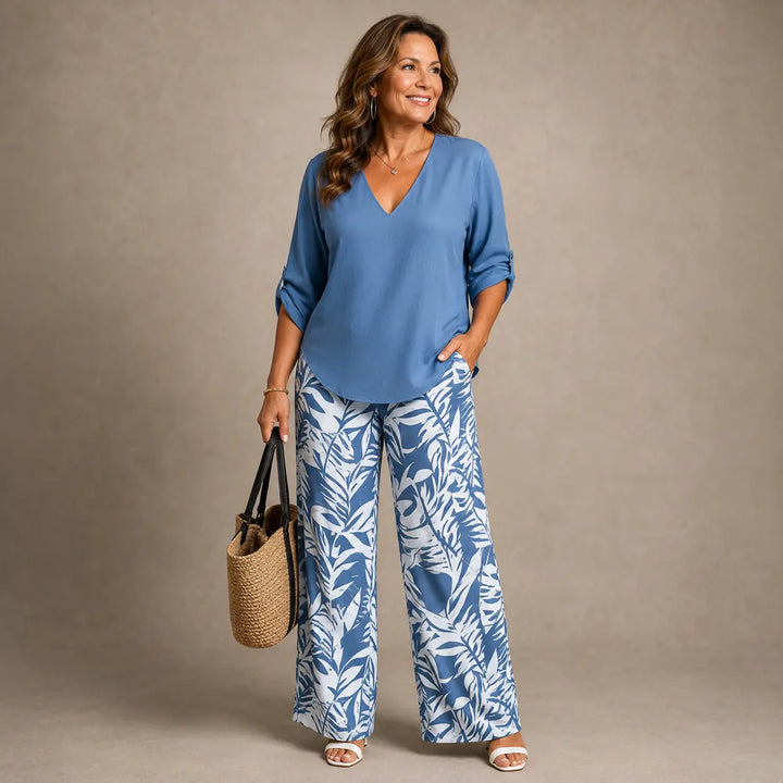 Liwia™ | V-Neck Top and Printed Trousers CULT ÉIRE