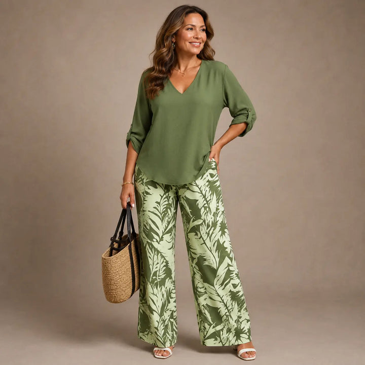 Liwia™ | V-Neck Top and Printed Trousers CULT ÉIRE