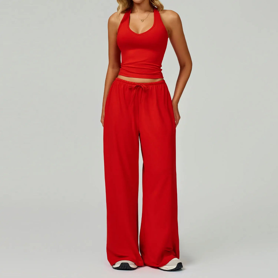 ARAYA™ - Casual Crop Tank Top and Wide Leg Pants Set CULT ÉIRE