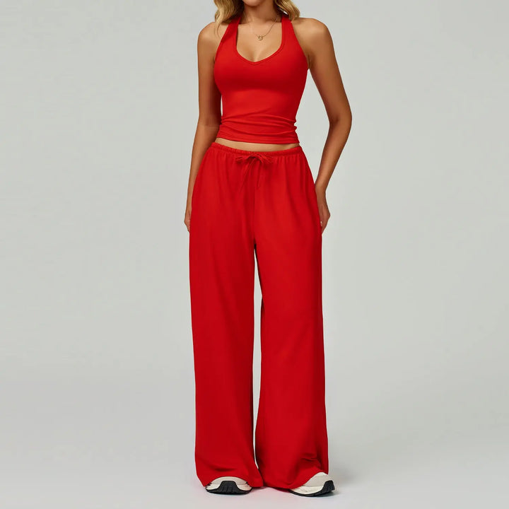 ARAYA™ - Casual Crop Tank Top and Wide Leg Pants Set CULT ÉIRE