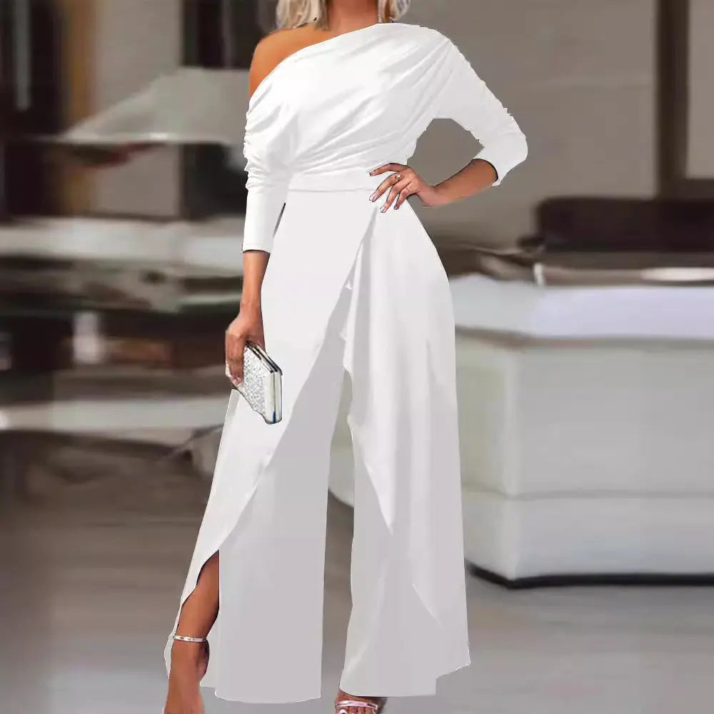 RANA™ - Elegant Ruched Wrap Split Hem Jumpsuit CULT ÉIRE