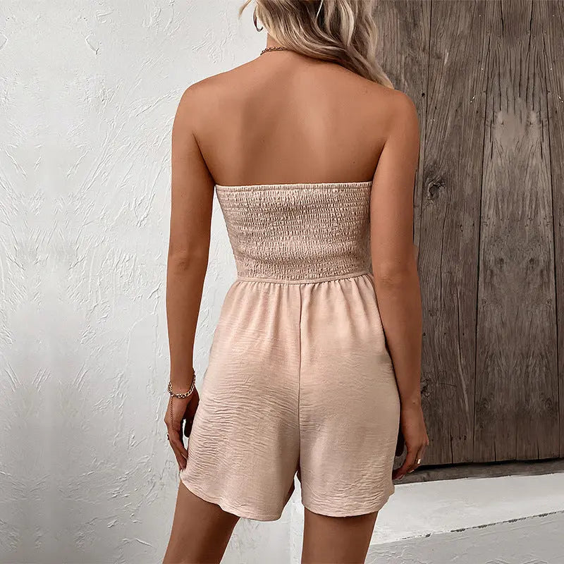 PIETA™ - Casual Sleeveless Shirred Tie Front Romper CULT ÉIRE