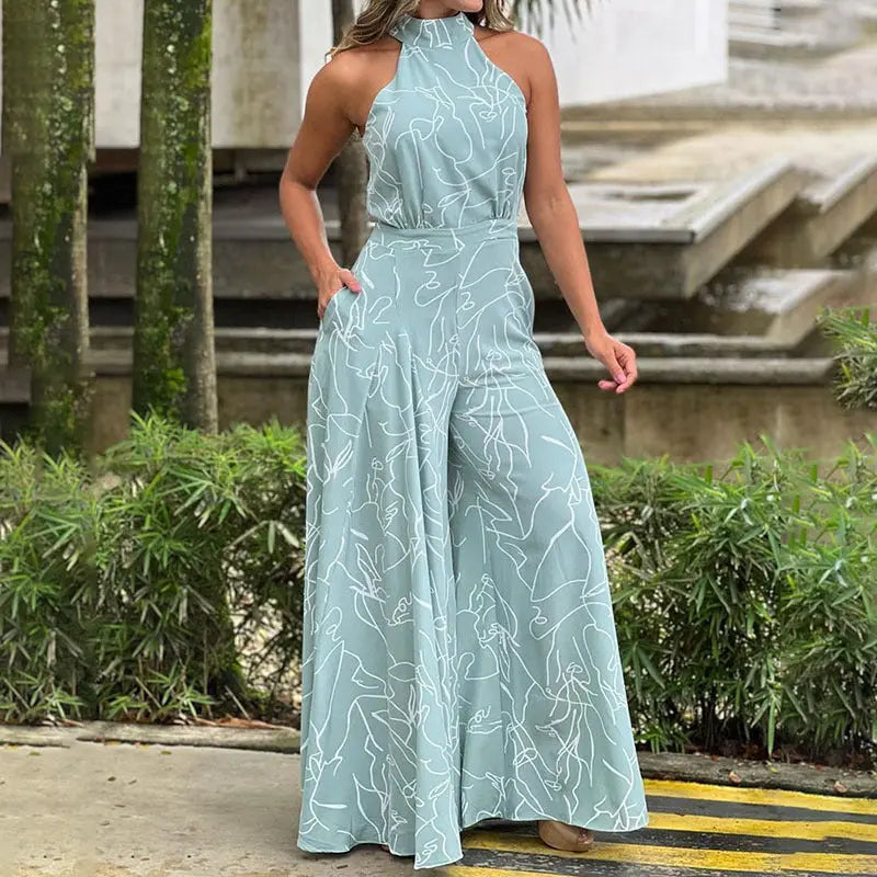 QIANA™ - Elegant Wide Leg Neck Tie Sleeveless Summer Jumpsuit CULT ÉIRE