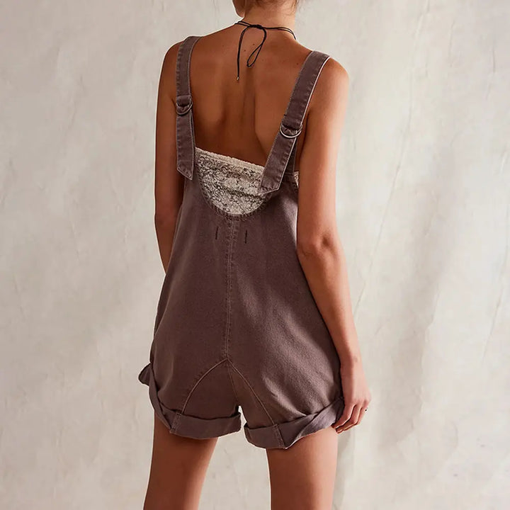 IVYLI™ -  Casual Fitted Sleeveless Denim Romper CULT ÉIRE
