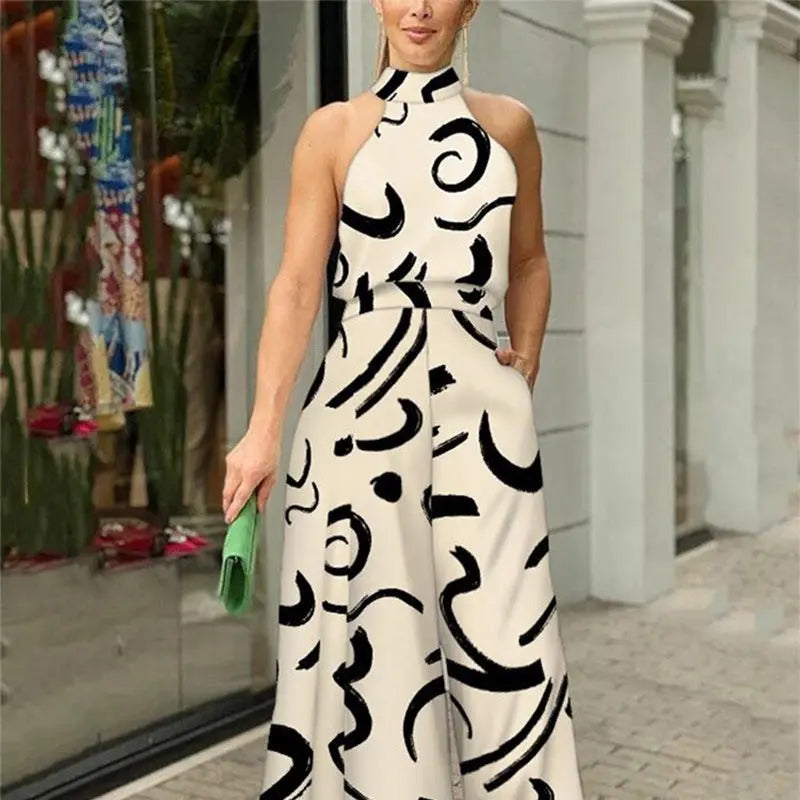 QIANA™ - Elegant Wide Leg Neck Tie Sleeveless Summer Jumpsuit CULT ÉIRE