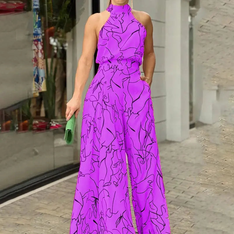 QIANA™ - Elegant Wide Leg Neck Tie Sleeveless Summer Jumpsuit CULT ÉIRE