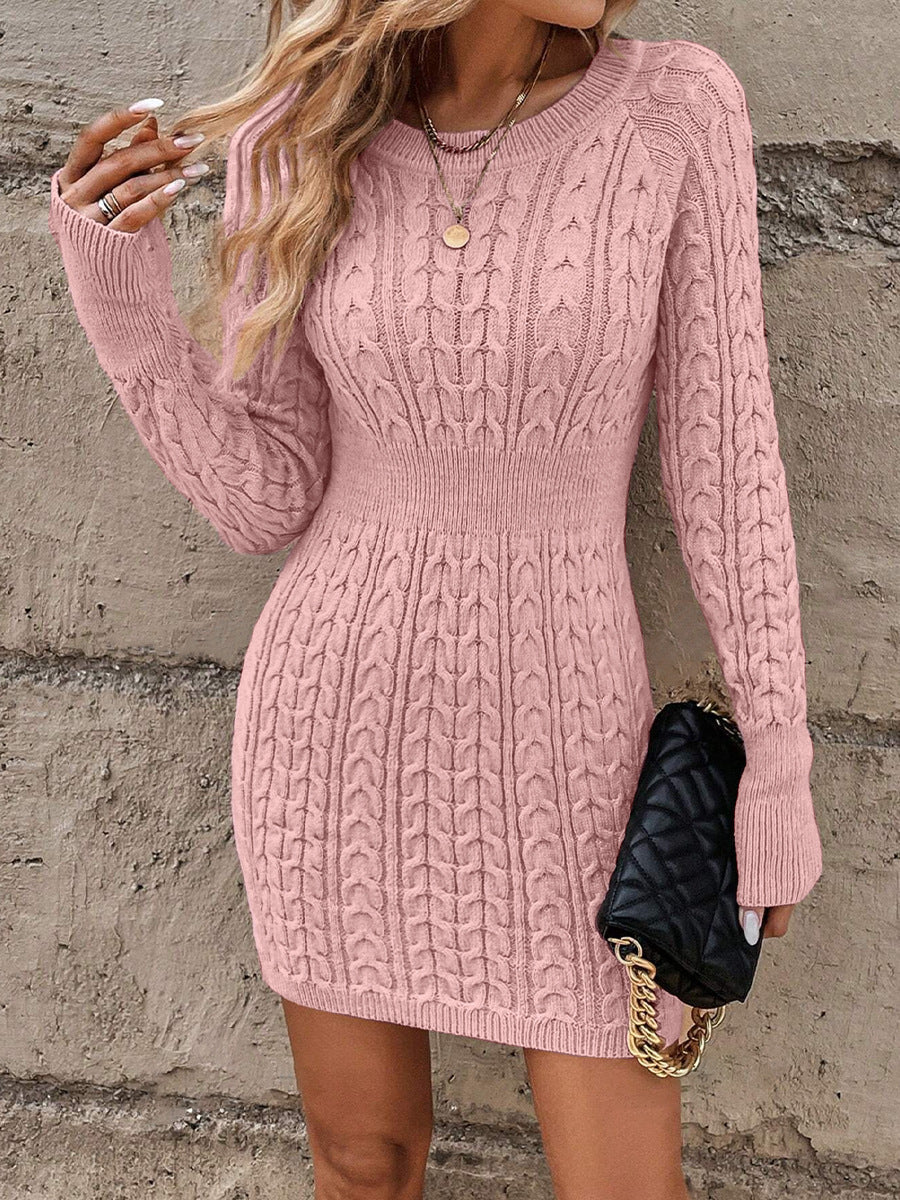ALVA™ - Cable Knit Bodycon Sweater Dress with Round Neck for Fall &amp; Winter CULTÉIRE DUBLIN