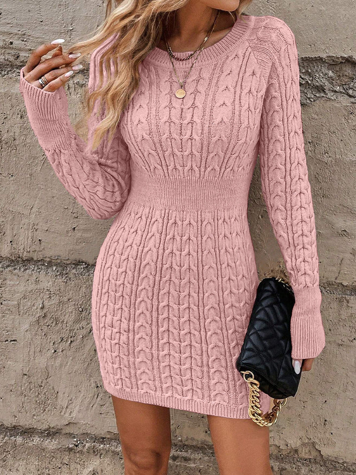 ALVA™ - Cable Knit Bodycon Sweater Dress with Round Neck for Fall &amp; Winter CULTÉIRE DUBLIN