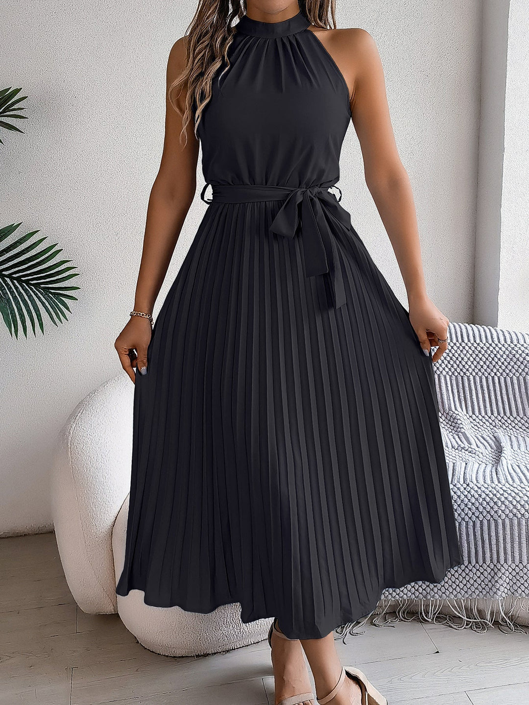 CEDRINE™ | Graceful Pleated Midi Dress CULTÉIRE DUBLIN