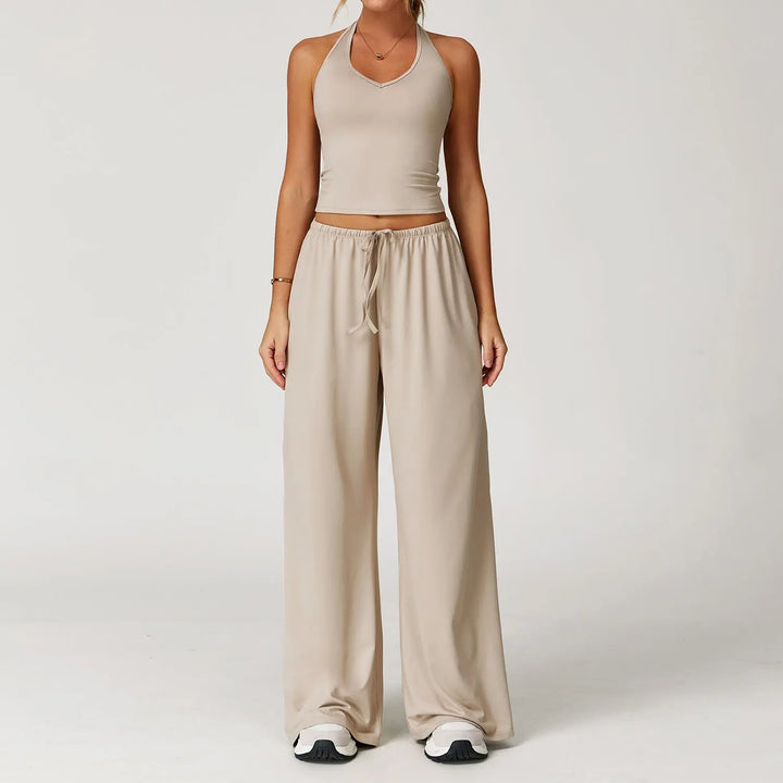 ARAYA™ - Casual Crop Tank Top and Wide Leg Pants Set CULT ÉIRE