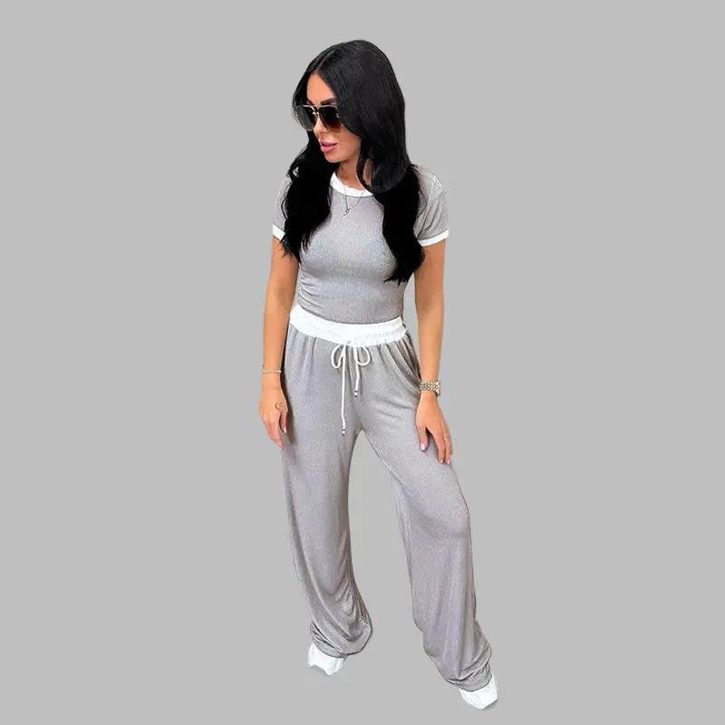 PLATU™ - Casual Short Sleeve and Wide Leg Pants Set CULT ÉIRE
