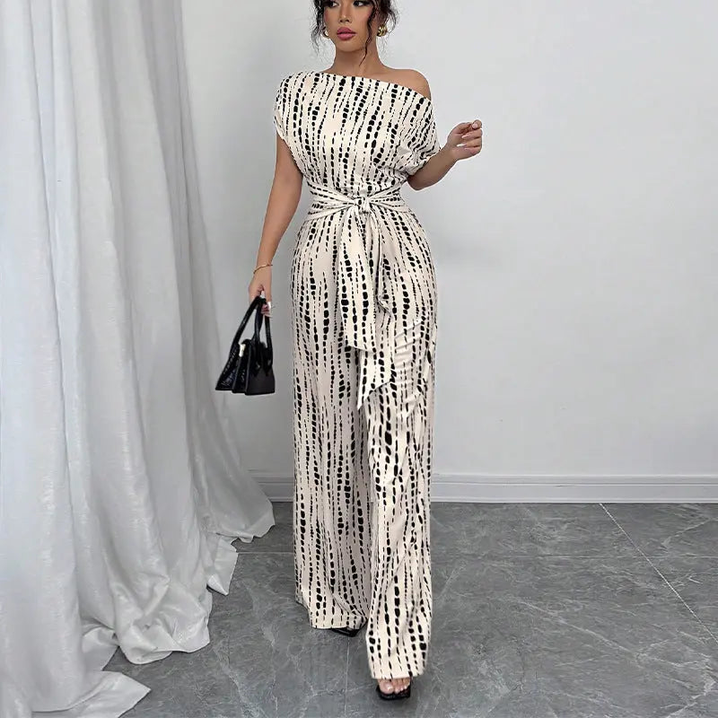 KENDI™ - Classy Wide-Leg Oblique Strap Jumpsuit CULT ÉIRE