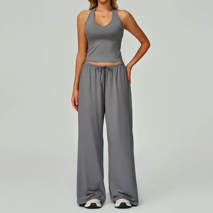 ARAYA™ - Casual Crop Tank Top and Wide Leg Pants Set CULT ÉIRE